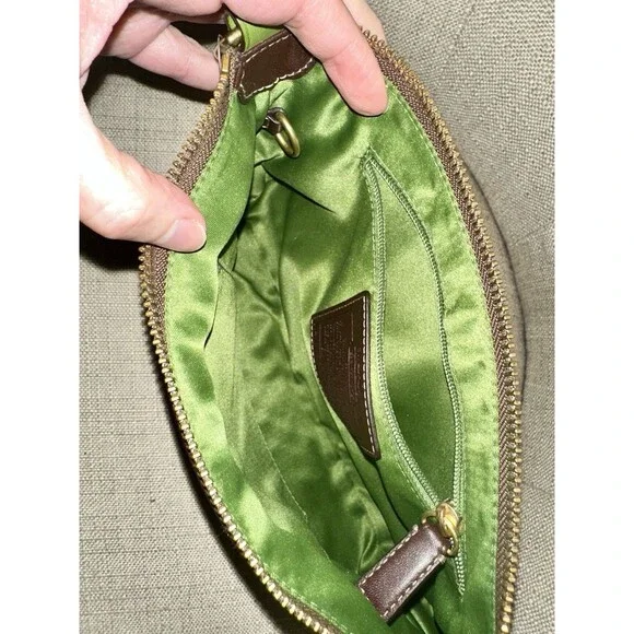 NWT Coach Heritage Stripe Shoulder Bag - Green Khaki Signature Canvas Y2K Retro - Picture 7 of 8